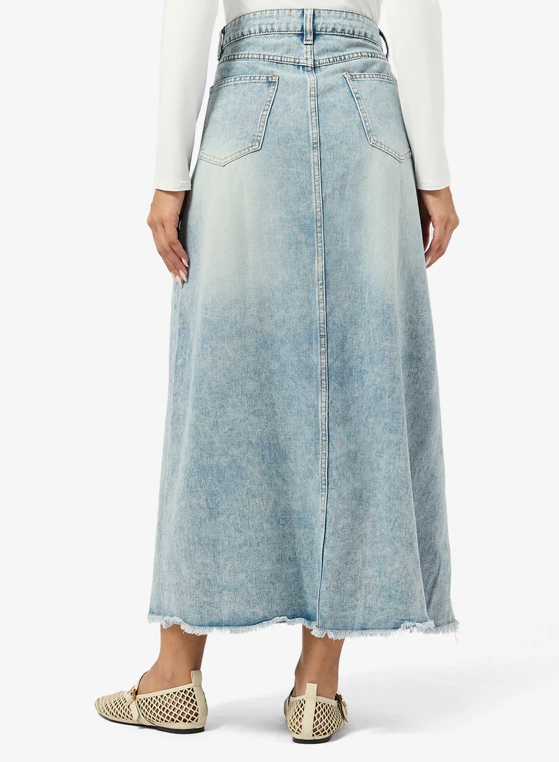 جينجر Denim A Line Maxi Skirt